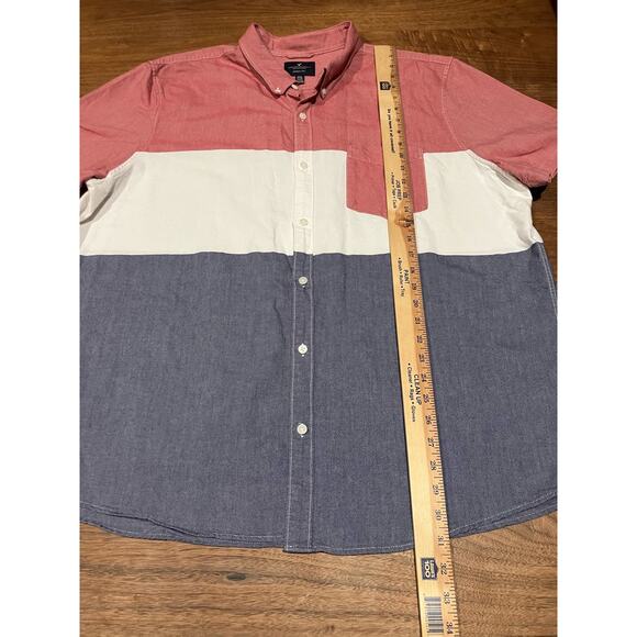American Eagle Outfitters AEO XXXL 3XL Men's Button Down Red White Blue Short - Picture 6 of 8